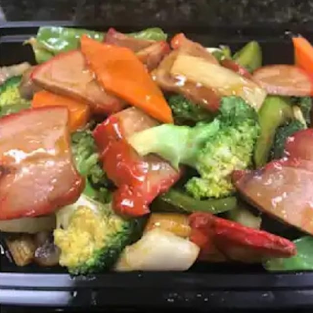 Roast Pork with Mixed Vegetable 杂菜叉烧.