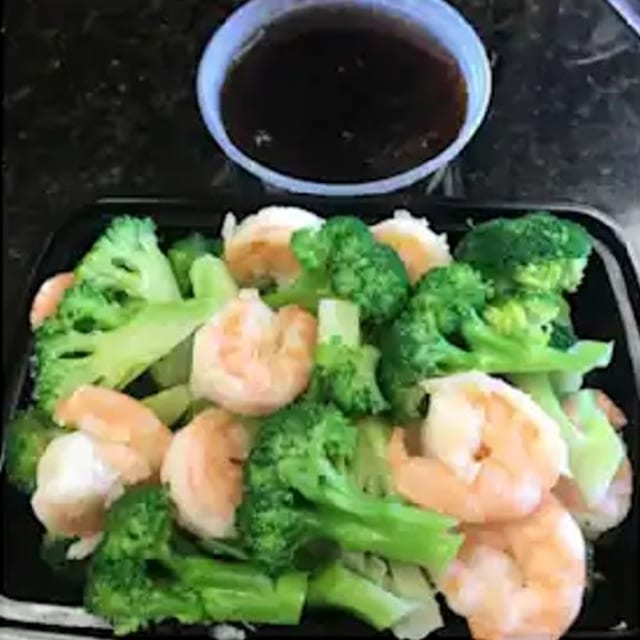 Steam Shrimp with Broccoli 水煮芥兰虾.