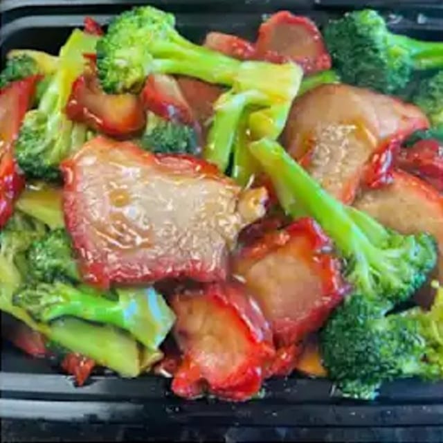 Roast Pork with Broccoli 芥兰叉烧.